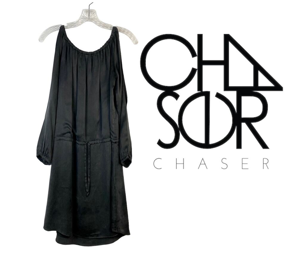Chaser Off Shoulder Silk Split Sleeve Dress Size Medium